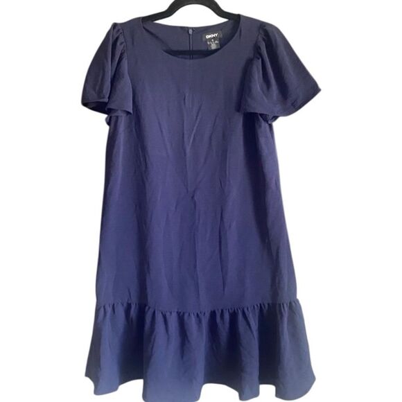 DKNY Navy Boat Neck Flutter Sleeve Dress. Size 8. - Picture 4 of 12